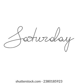 Saturday vector text. Days of week lettering. Line continuous calligraphy, graphic design, hand drawn minimal element, print, banner, wall art poster, card, logo, calendar, daily routine checklist.