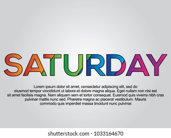 Saturday word creative design Concept . Modern Vector Illustration concept of word Saturday