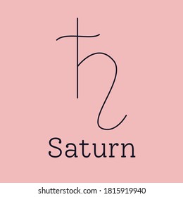 Saturn astrological and zodiac symbol. Vector sign of planet domicile for print designs - calendar, poster, sky map, sticker 