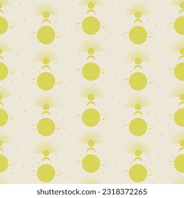 Saturn with astrology mystic elements seamless pattern. Outer space