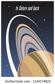 To Saturn and back. Vector Space Propaganda Poster