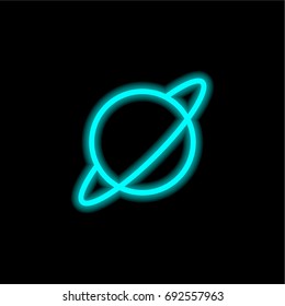 Saturn blue glowing neon ui ux icon. Glowing sign logo vector