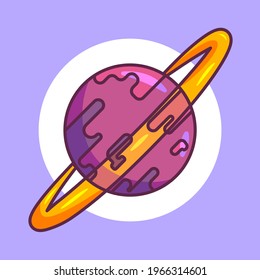 saturn cartoon illustration, premium vector icon