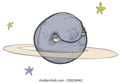 Saturn cartoon planet.