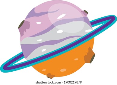Saturn Cartoon Solar System Planet Vector Image