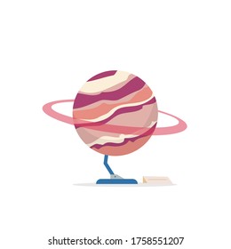 Saturn cartoon vector illustration. Astrology exposition installation. Planetarium showcase piece. Celestial entity flat color object. Astronomy exhibit isolated on white background
