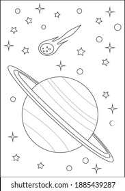saturn coloring book, very good to complement children's study books, file format eps10.