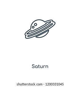 Saturn concept line icon. Linear Saturn concept outline symbol design. This simple element illustration can be used for web and mobile UI/UX.