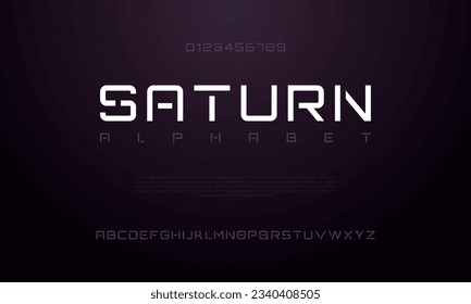 Saturn creative modern urban alphabet font. Digital abstract moslem, futuristic, fashion, sport, minimal technology typography. Simple numeric vector illustration