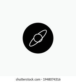 Saturn in dark circle logo. Space moon star astronomy eclipse abstract sun dark abstrak, vector, symbol, logo, icon, sign, Illustration Minimalist.