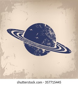 
Saturn design on old paper background,vector