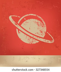 Saturn design on red background, grunge vector