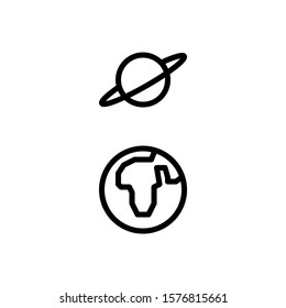 Saturn & Earth Planet Icon. Science Icon Set Vector Logo Symbol.
