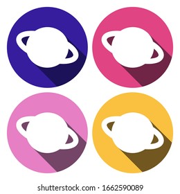 Saturn, Flat design, vector illustration, long shadow