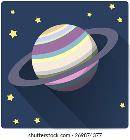 Saturn flat design - vector illustration