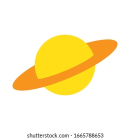 Saturn-Flachsymbol. Planet Vektorillustration gelb Symbol auf weißem Hintergrund.