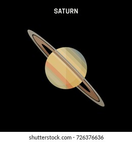 Saturn in flat style. Planet icon of solar system.
