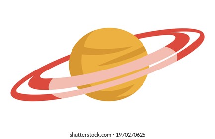 Saturn in flat style. Planet in outer space
