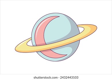 Saturn Fortune Flat Sticker Design