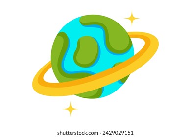 Saturn Funny Flat Sticker Design