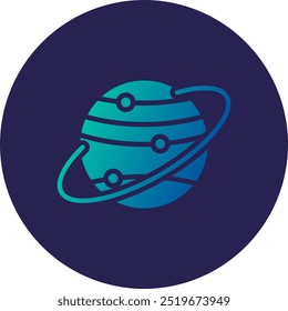 Saturn Glyph Circle Gradient Icon