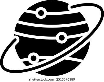 Saturn Glyph Vector Icon Design