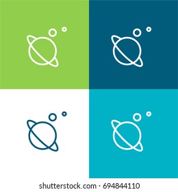 Saturn green and blue material color minimal icon or logo design