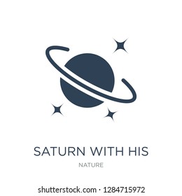 saturn with his ring icon vector on white background, saturn with his ring trendy filled icons from Nature collection, saturn with his ring vector illustration