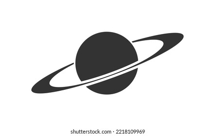 Saturn icon. Astronomy planet symbol. Saturn ring silhuette, cosmos sign in vector flat style.