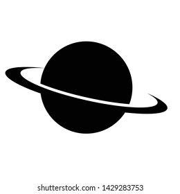 Saturn Icon. Saturn Black Fill Isolated Vector Illustration