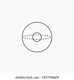 Saturn icon circle.Space moon star astronomy eclipse abstract sun dark abstrak, vector, symbol, logo, icon, sign, Illustration Minimalist.