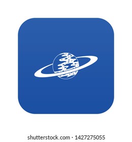 Saturn icon digital blue for any design isolated on white vector illustration