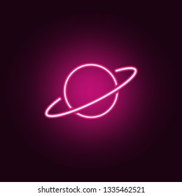 saturn icon. Elements of Scientifics study in neon style icons. Simple icon for websites, web design, mobile app, info graphics