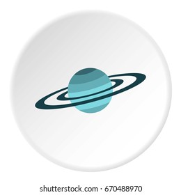 Saturn icon in flat circle isolated vector illustration for web