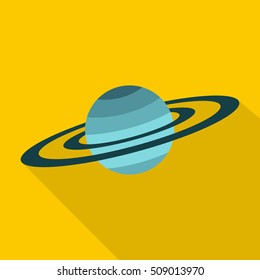 Saturn icon. Flat illustration of Saturn vector icon for web isolated on yellow background