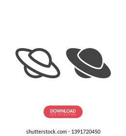 Saturn icon in flat style. Planet vector illustration on white isolated background. Galaxy space business concept. - Vector