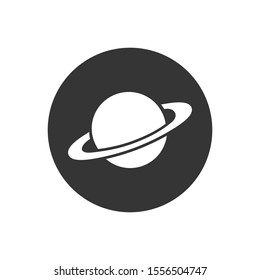 Saturn icon in flat style. Planet vector illustration on gray isolated background. Galaxy space business concept