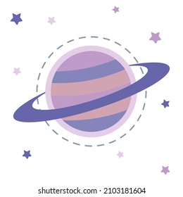 Saturn icon in flat style. Planet vector illustration on white background