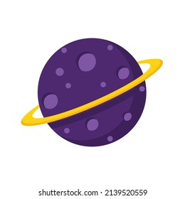 Saturn icon in flat style. Planet vector illustration on white isolated background. Galaxy space business concept.
