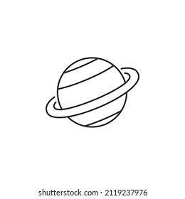 Saturn icon. Image of planetarium, space object. High quality black vector illustration.