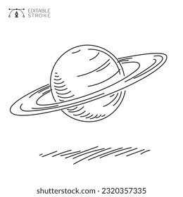 Saturn icon. Line Art. Editable stroke