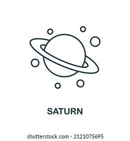 Saturn icon. Line element from space collection. Linear Saturn icon sign for web design, infographics and more.