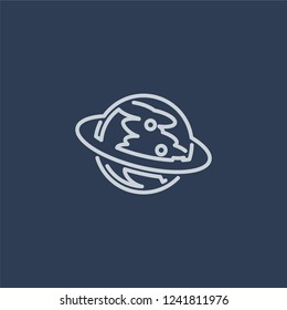 Saturn icon. Saturn linear design concept from Astronomy collection. Simple element vector illustration on dark blue background.