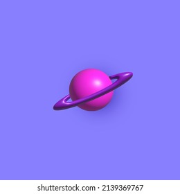 Icono de Saturno en estilo 3D moderno. Ilustración de vector planetario sobre fondo aislado púrpura. Concepto de negocio del espacio en galaxia