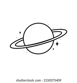 Icono de Saturno sobre fondo blanco.