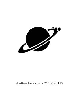 Icono de Saturno. Ilustración de plano y anillo símbolo. conjunto de iconos de línea de espacio, trazo editable aislado en blanco, ilustración de contorno vectorial lineal, estilo de diseño de logotipo de símbolo
