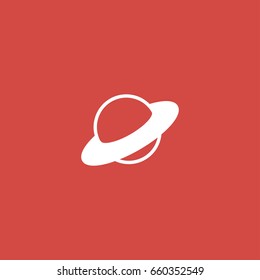 saturn icon. sign design. red background