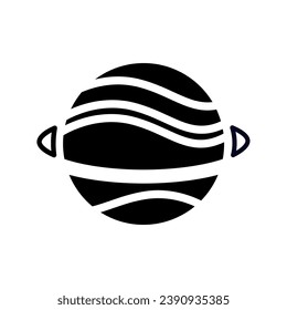 Saturn icon. Simple element vector illustration on isolated white  background. Design concept from Astronomy collection.  logo art for website and mobile app. Glyph
