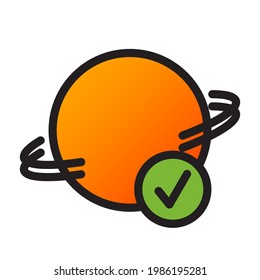 Saturn icon with tick button. Suitable for applications, websites, presentations, advertisements, and many more. The icon is editable and expandable.