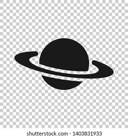 Saturn icon in transparent style. Planet vector illustration on isolated background. Galaxy space business concept.
